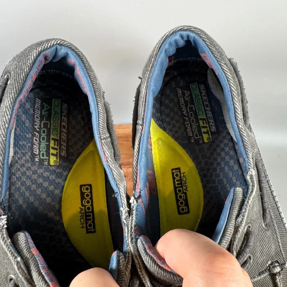 Skechers Mens Classic Fit 65908 Black Canvas Boat Shoes Size 10 Air Cooled MF